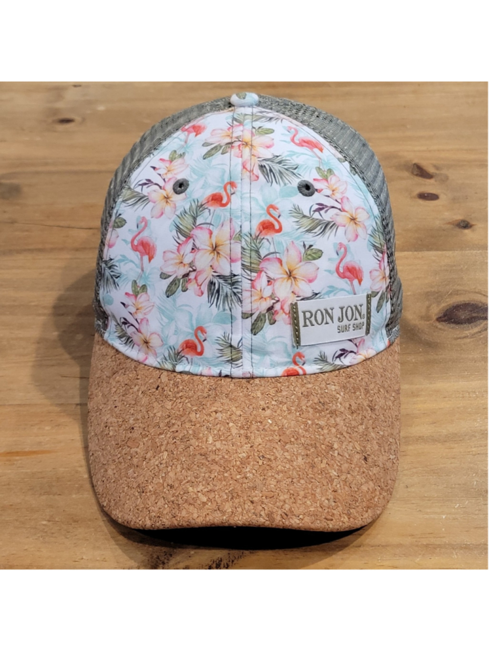 Ron Jon Surf Shop Trucker Hat Flamingo Floral Palm Cork Brim Mesh Snapback Cap